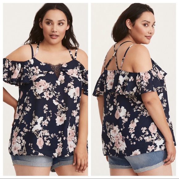 torrid Tops - Torrid Floral Cold Shoulder blouse
